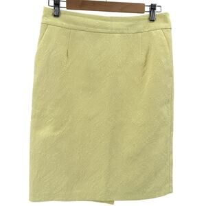 Banana Republic Skirt WMNS SZ 6 Yellow Paisley Textured Brocade Pencil Career